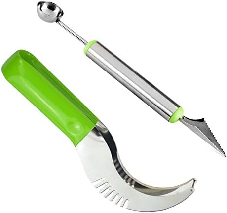 Melom Knife High Quality Stainless Steel Watermelon Slicer Tongs Corer Cutter Knife Server and Melon Baller Tool Used to Cuts Fruit & Vegetables in Home & Kitchen