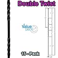 Double Twist Stair Iron Balusters (15-Pack) Stair Parts 1/2" x 44" Tall Square Hollow Stair Railing Metal Spindles (Satin Black)