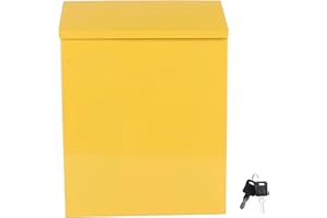 Wall Mounted Lockable Metal Mailbox Drop Box, Drop Box with Key Lock Metal Dropbox for Envelope, Letter, Outside, Home, Offic