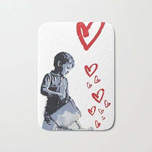 Needyounow Banksy Style Graffiti Stencil Red Heart, Humor Polyester Welcome Door Mat Rug Indoor Mats Decor Rug for Home/Office/Bedroom Skiding-prooof,18"X30"