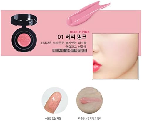Mini Blush Cushion, Moisturizing, Rose fragrance (Peach coral, Berry pink) Korean Beauty Product (Berry pink)