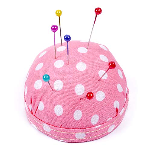 eZAKKA 500pcs Sewing Pins 38mm Multicolor Ball Head Pins Quilting Pins in Plastic Storage Jar Containers with Pin Cushion Lid for Dressmaking Jewelry Components Flower Decoration (Pink)