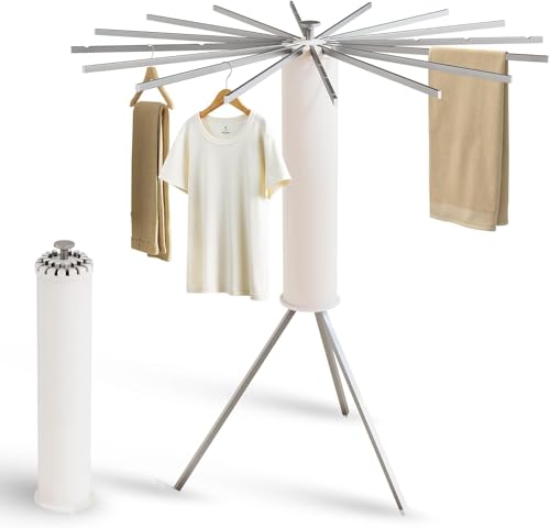 Ctoby Clothes Drying Rack,Drying Rack Clothing,Laundry Drying Rack,Floor Standing,16 Aluminium Poles,Collapsible,Retractable,Foldable,Folding Laundry Rack