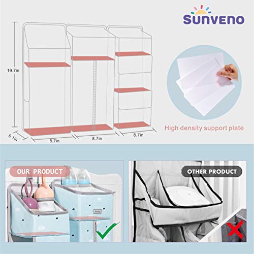SUNVENO 3in1 Detachable Changing Table Diaper Organizer, Crib Hanging