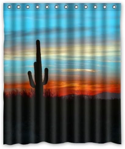 Fashionable Sunset Cactus Print Waterproof Bathroom Decor,Polyester Fabric Shower Curtains,60(w) x 72(h)