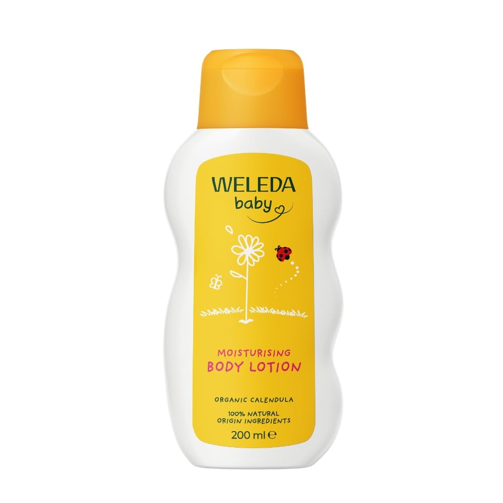 Weleda Baby Body Lotion, Calendula Moisturiser, Moisturising Cream for Baby, Delicate Skin, Dermatologically Tested, Gentle Protection, Developed by Professionals, 200ml