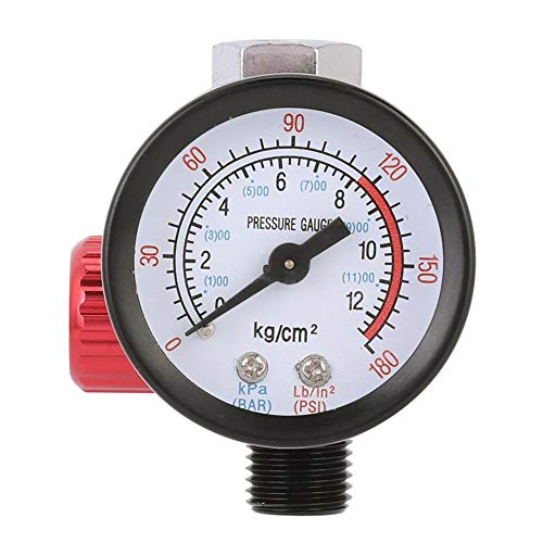 TOPINCN 1/4 Inch Spray Air Regulator for Air Compressor Gun Pressure Regulator Pressure Regulating Valve Adjustment Table Pressure Gauge