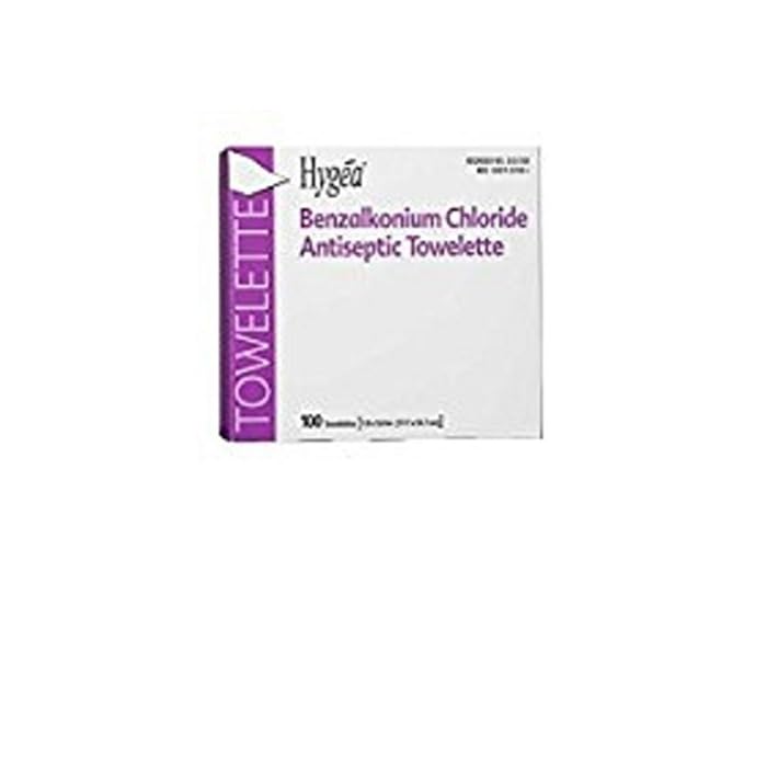 Professional Disposables D35185 Hygea Benzalkonium Chloride Antiseptic Towelettes, 7.0" x 5.0" (Pack of 100)