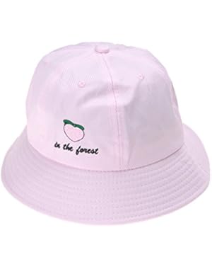 Women Cute Fruit Embroidered Bucket Hat Cap Sun Visor for Summer