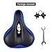 TONBUX Comfortable Bicycle Seat, Bike Seat Replacement with Dual Shock Absorbing Ball Wide Bike Seat Memory Foam Bicycle Seat with Mounting Wrench (Blue)