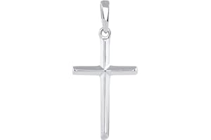 Jewelry America 14K Solid White Gold Traditional Simple Religious Cross Pendant