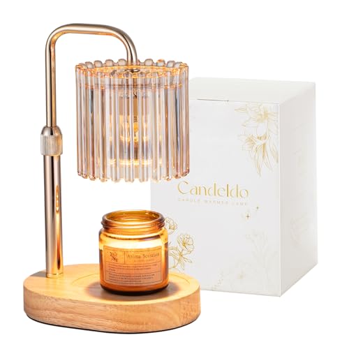 Candeldo Gold Candle Warmer Lamp with Timer, Birthday Gifts for Women Mum | Wax Melt Lamp, Height Adjustable, Dimmable, Gift for Her, House Warming, Birthday Present, Modern Home Decor, with 2 Bulbs
