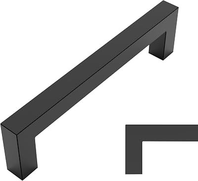 Amerdeco 5 Pack Matte Black Cabinet Pulls 5 Inch 128mm Hole Centers