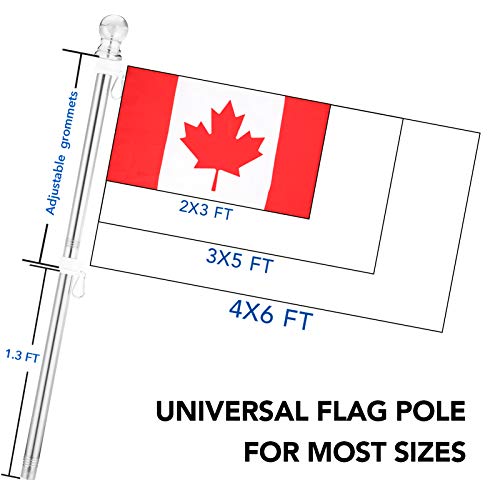 Yeesun Flag Pole,6FT Canada Flagpole with Mounting Bracket for 3’ x 5’ Canada Flag for House Porch & Outdoor Use,360° Tangle Resistant Technology and Wall Mount Flag Pole Kit (Without Flag,Silver)