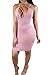 LOV ANNY Women's Sexy Spaghetti Strap Open Back Sheath Clubr Midi Dress Pink S