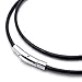 jonline24h Mens Womens Black Leather Cord Necklace Rope Chain with Stainless Steel Clasp 3mm 16-30 inch