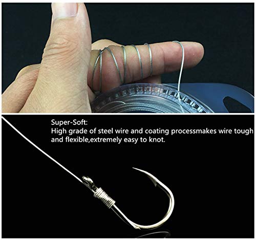 Mimilure 4,5 kg - 90,7 kg Angelschnur-Vorfachdraht, vinylbeschichtet, Edelstahl, 10 Meter, mit 12 Crimphülsen – Bild 6