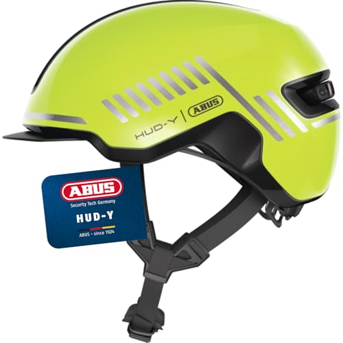 ABUS Urban Helm HUD-Y - mit magnetischem, aufladbarem LED-Rücklicht & Magnetverschluss - cooler Fahrradhelm für den Alltag - für Damen und Herren - Ge