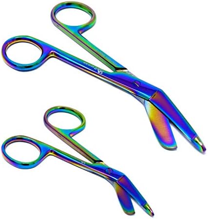 Set of 2 Heavy Duty Nurse Doctor Medical Lister Bandage Scissors Shears (A2ZSCILAB) (Rainbow 5.5" + 3.5")
