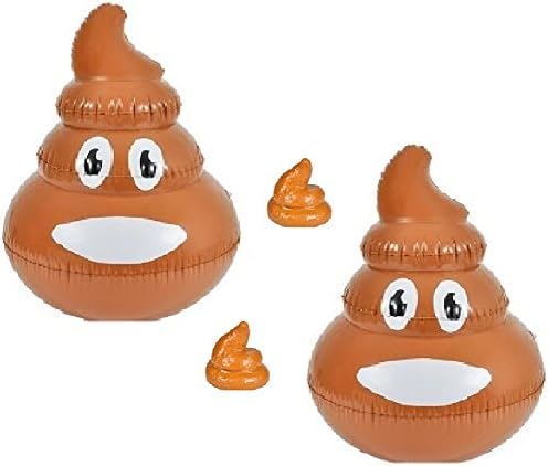 Novelty Treasures FUN 24" Emoji Pile of POOP Inflate and SOFT Rubber Squeeze Pile of Poo (4 Pack - 2 of Each) Gag Party Favor Toy Decoration