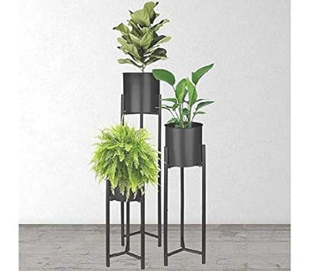 S.F.Decor Presents Flower Metal Planter Stand || Set of 3 || Size: Large-31 INCH, Medium-26 INCH, Small-21 INCH