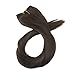 Moresoo 80 Grams Darkest Brown Hair Extensions Brown 16 Inch Flip on Extensions Remy Human Hair Color #2 One Piece Human Hair Extensions Double Weft