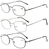 Eyekepper Metal Frame Spring Hinged Arms Reading Glasses 3 Pair Valupac Metal Readers +4.0