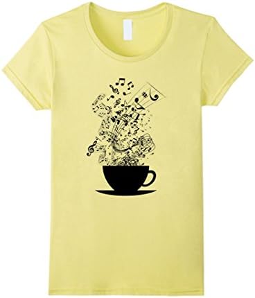 Women's Cup of Music Coffee Tea Lover Fun Tshirt Medium Lemon