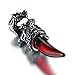 BOHO Jewelry Mens Stainless Steel Pendant Necklace Crystal Silver Dragon Wolf Tooth Tribal (Red)