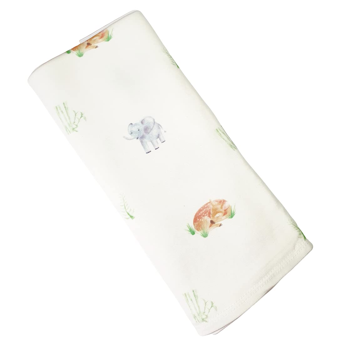 Ara and Obi Bamboo Swaddle blanket, baby winter blanket, baby swaddle, bamboo swaddle, unisex animal safari, newborn warm blanket (Bamboo Forest)