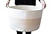 XXXLarge Cotton Rope Basket, Woven Tall White Decorative Baskets for Blanket Storage, Baby Nursery Hamper Bin, Toy Tote - Cute Round Basket and Towel Baskets with Handles 21.7