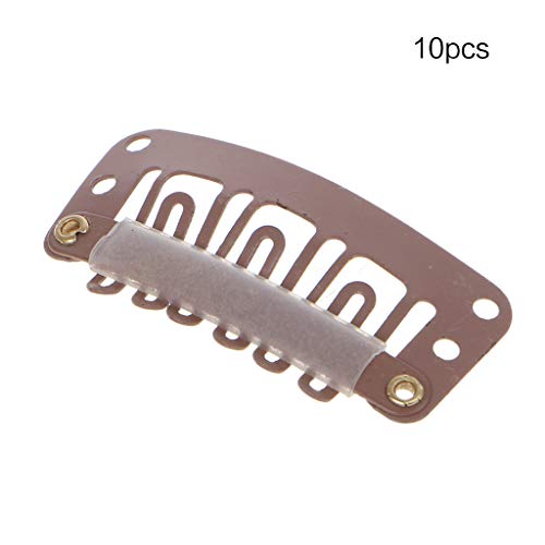 dfsdmlp Hot 32mm 10 pcs Middle U Brown Snap Hair Clip For Wig Hair Extension Hair Clips Hair Pins for Women Ladies Hair Accessories