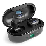 Wireless Earbuds, Bluetooth 5.0 Earphones with Digital LED Display Wireless Charging Case Cordless Earbuds for iPhone Android in-Ear Headphones Auto Pairing Deep Bass Built-in Mic Headset (Black)