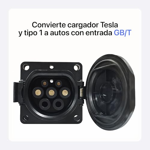 GOOD ENERGY Paquete Adaptadores de Carga GB/T, Paquete Adaptador Tesla NACS a GB/T y Adaptador Tipo 1 (J1772) a GB/T, con Botón de Seguridad Electrónico, Diseño Compacto y Bolsa de Transporte