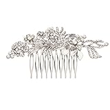 Lux Accessories Pave Floral imitation Pearl Crystal Leaf Bridal Hair Comb