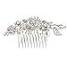 Lux Accessories Pave Floral imitation Pearl Crystal Leaf Bridal Hair Comb