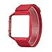 For Fitbit Blaze Band With Metal Frame, Wearlizer Milanese Loop Smart Watch Band Replacement Stainless Steel Bracelet Strap for Fitbit Blaze - Red Small