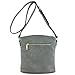 Triple Zip Pocket Medium Crossbody Bag Grey