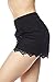 ToBeInStyle Women's Flowers Style 3 Lace Shorts - Black - Large