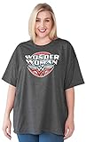 Wonder Woman Plus Size T-shirt DC Comics Distressed Logo Print Charcoal (3X)