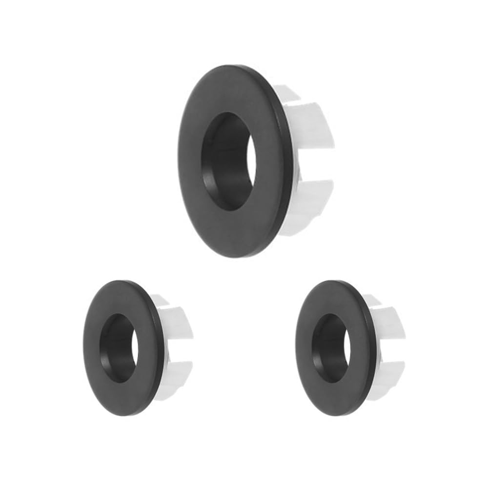 3 Pcs Sink Overflow Caps, Copper Round Basin Hole Cover, Drain Sink Overflow Ring for Kitchen, Hand Basins (Matte Black)