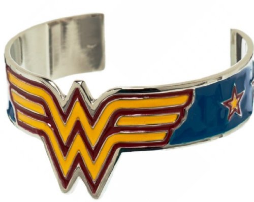 DC Comics WONDER WOMAN Metal Logo w/Enamel Finish Cuff BRACELET