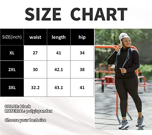 UMSIFEY Plus Size Leggings for Women X-Large-3X Black Soft Tummy Control High Waist Yoga Pants (XL, Black-1pack)