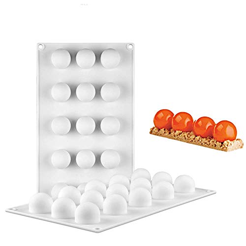 EORTA 15 Cubes Silicone Cake Mold 3D Mini Ball Molds Baking Tray Mould Tool for Mousse Dessert Chocolate Truffle Pudding Ice, Random Color