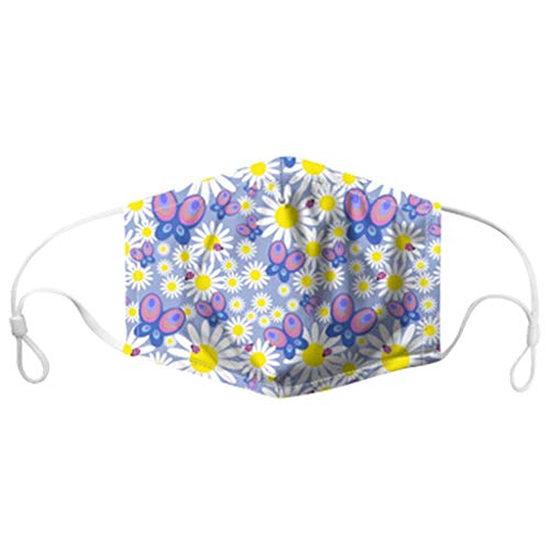 WFeieig 5PC Reusable Cotton Fabric,Fashion Protective, Unisex multicolor Dust Cotton, Washable Floral print Face Bandana