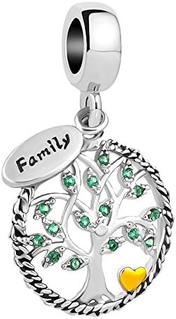 Tree of Life Family Green Birthstone Dangle Charm Bead for Bracelet