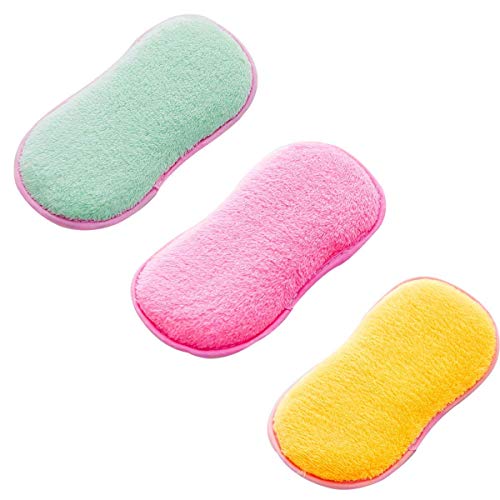 3Pcs Antibacterial Kitchen Scouring Pads Double Sided Scrubbing Sponges Scourer Non Odor Dish Scrubber Brush, Great for Non Stick Pans Pots Cookware