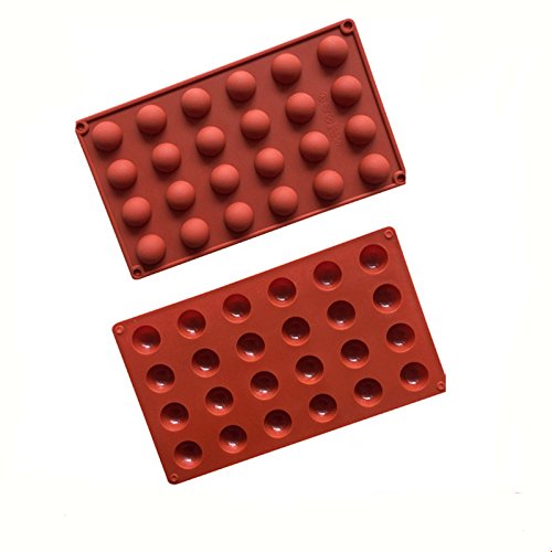 MUUZONING 1 Pcs Premium 24-Cavity Semi-Ball Silicone Baking Mould for Your Chocolate Desserts, Ice Cream Bombes, Mini Teacake, Fondant, Candy, Icing, Tray, Cookie, Gummy, Jello Shot and etc.#082