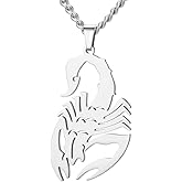 YIQPKUM Zodiac Scorpion Necklace Pendant Stainless Steel Animals Jewelry for Women Friends Charms Statement Accessories Gifts