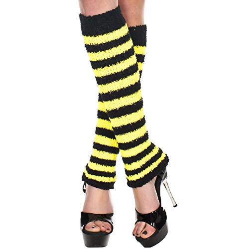 Acrylic Fuzzy Stripes Warmer- Black/yellow